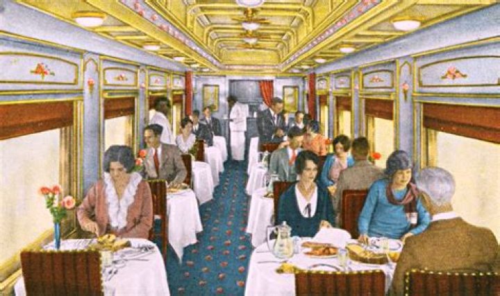 Christmas dinner in the dining car