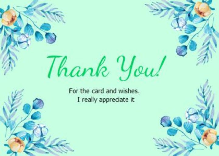 Thank You with Blue Flowers and Teal Suit